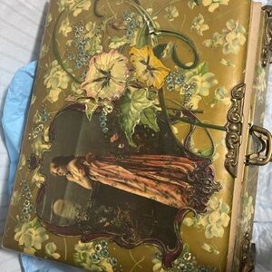 Victorian Parlor Photo Album w Music Box on Pedestal Stand